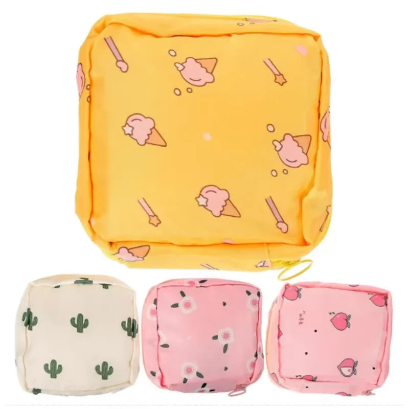 sac maquillage bleu rose noir moderne imprimé animaux cactus fruits glissière chargeur écouteurs portable