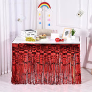 nappe table franges brillantes rouge bleu vert festive anniversaire hawaïenne décorative colorée fixations inclusions
