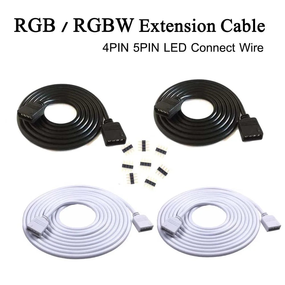 câble extension alimentation led rgbw broches broches dc 12v noir blanc