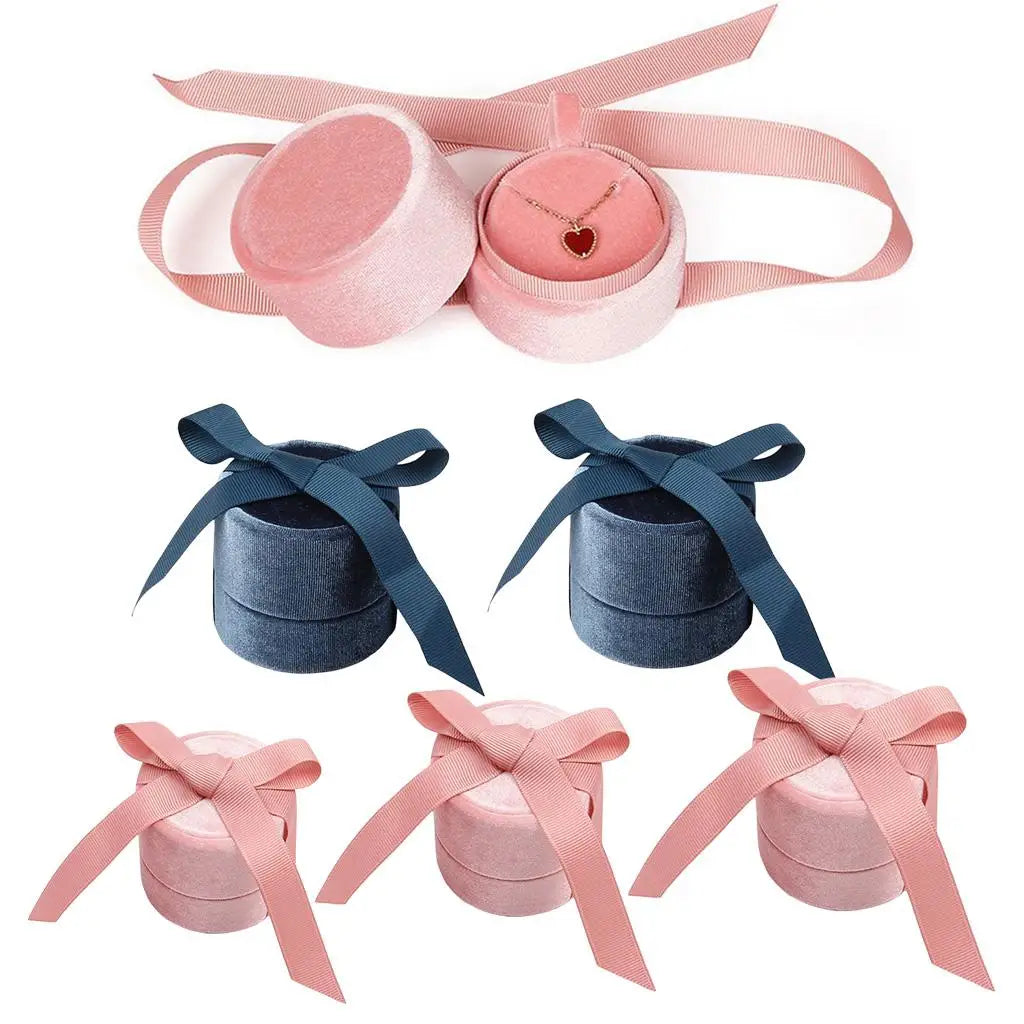 boîte bijoux velours rose clair classique rangement anneaux colliers portable