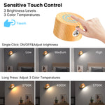 lampe murale moderne minimaliste bois naturel blanc led charge usb tactile