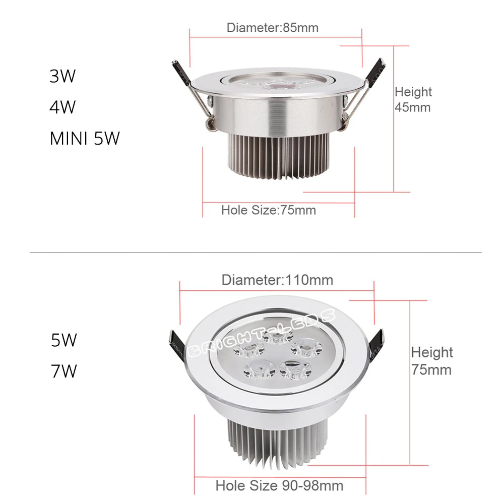 Spot LED argenté intensité variable 3W 4W 7W transformateur modernes clips