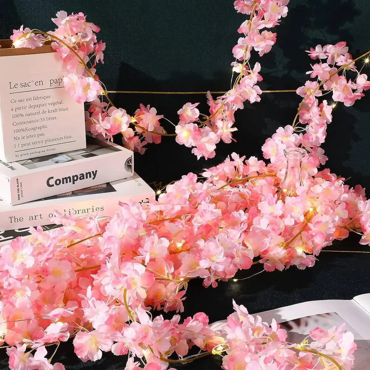 guirlande fleurs cerisier led rose doré decoration chambre mariage vacances erotique floral japonais