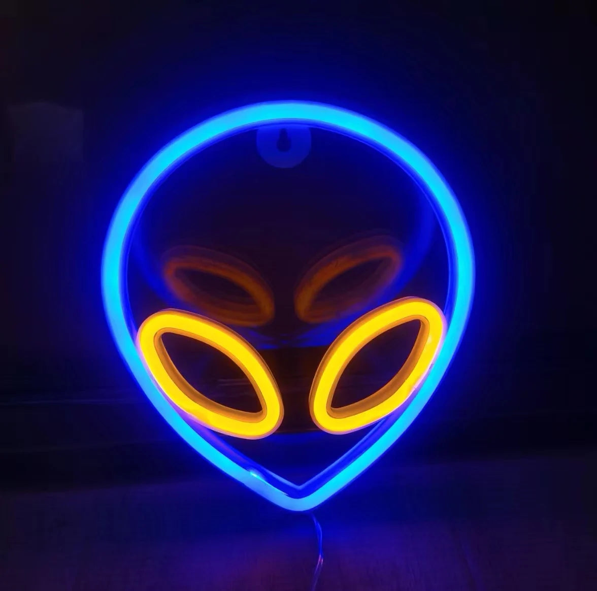 lampe néon vert violet alien moderne crochet usb batterie chambre entrée étude salle bain