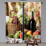 rideaux polyester fleurs fruits classiques beige rouge vert blanc pastorales