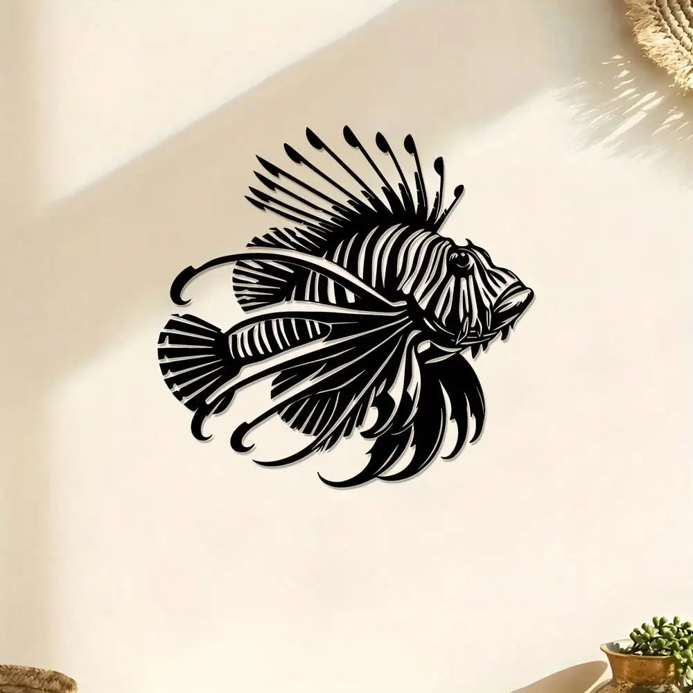 décoration murale poisson stylisé noir beige moderne intérieur 28cm 30cm