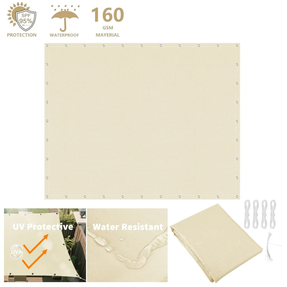 voile soleil gris clair poly coton enduit pu résistante l'eau moderne 2x2m 2x3m 3x3m