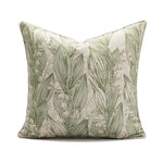 housse coussin carrée jacquard motif floral vert beige gris décoration salon chambre moderne chic