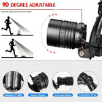 lampe frontale led rechargeable camping chasse pêche ceinture ajustable mode zoom réglage luminosité moderne