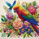 tableau diamants oiseaux fleurs multicolore moderne décoration murale adhésif création artisanale 30x30cm