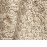 tissu polyester brocart fleurs relief rose clair beige gris rouge jaune doré opacité Jacquard