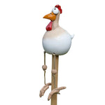statue décorative poulet noir blanc rose jaune rouge points bec coquille patio clôture jardin