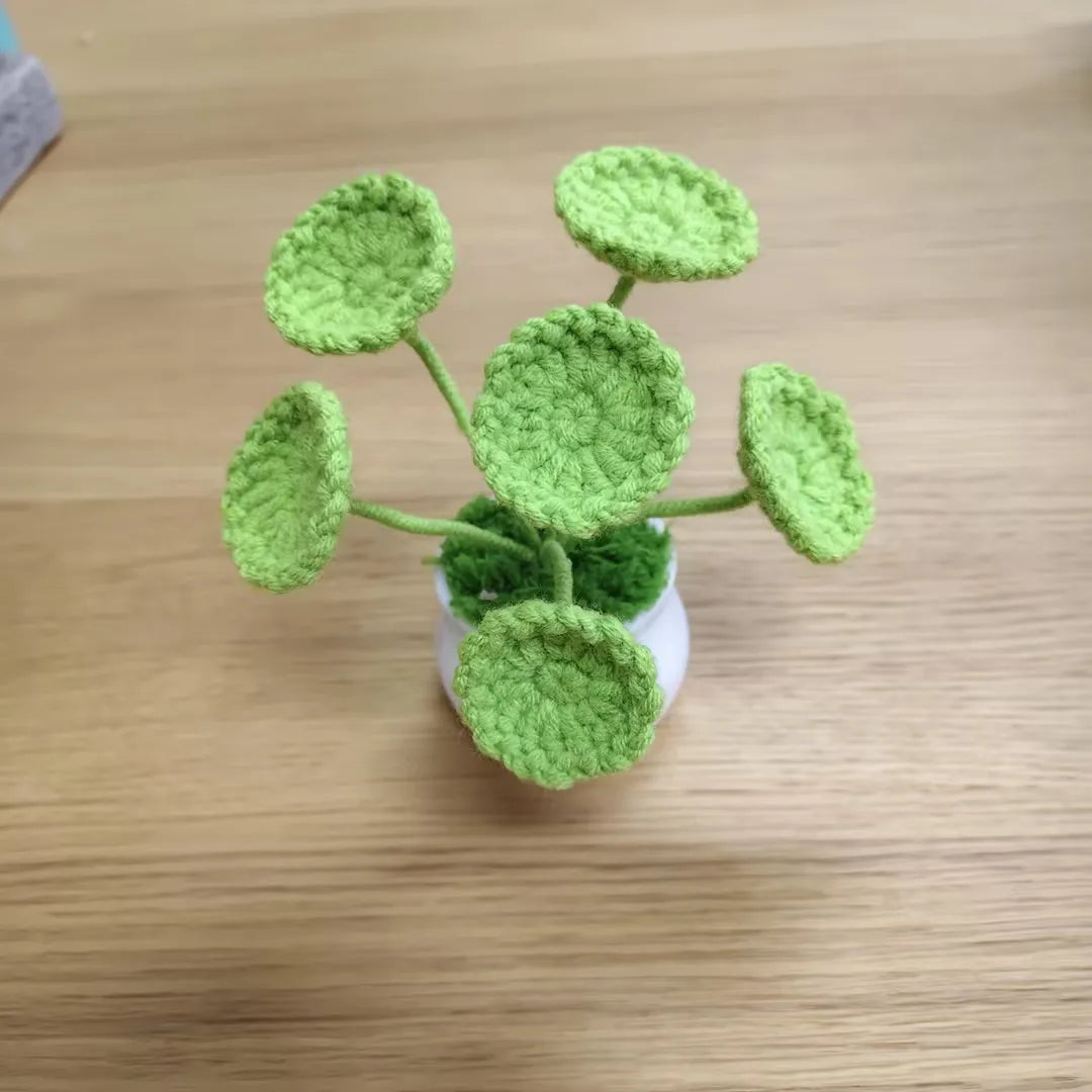 plante artificielle tricotée vert clair decoration maison anniversaire mariageintérieur creative artisanale