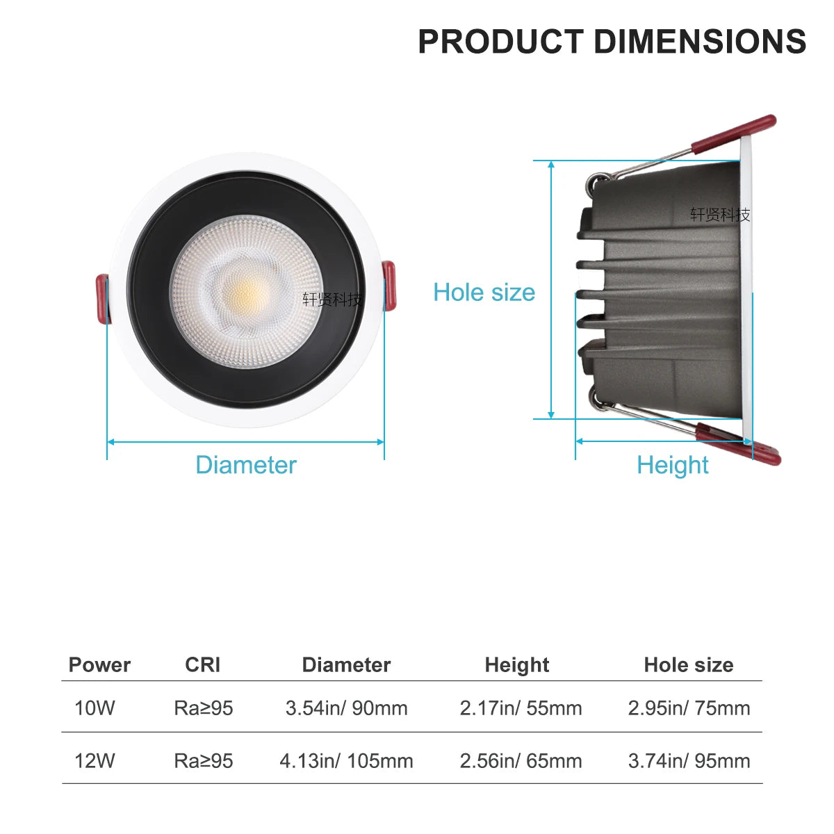 Spot LED moderne 24V blanc gris rouge anti reflet clips intégré(touch) 1080lm 1440lm 2700