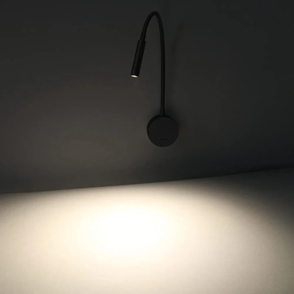 lampe murale led flexible moderne noir rotation 360 blanc minimaliste fixée mur