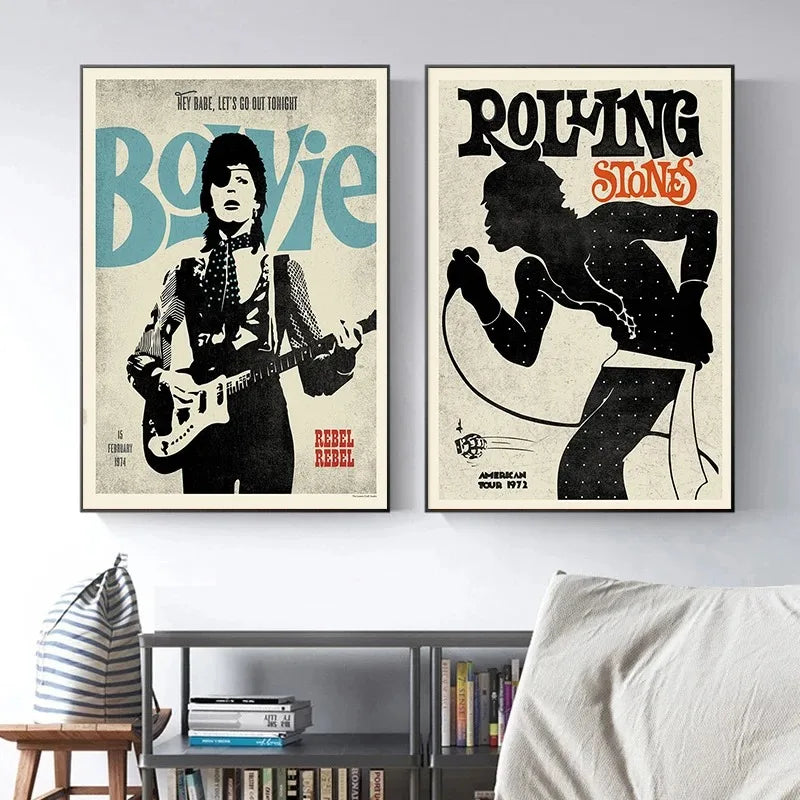 affiche vintage rock star musique nature morte toile abstraite pop art graphique 40x50 50x70