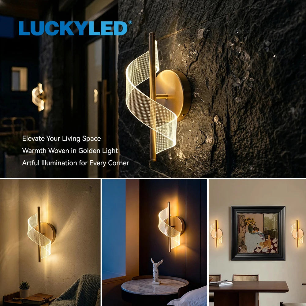 lampe murale led rechargeable or spirale tissu transparent moderne chambre coucher