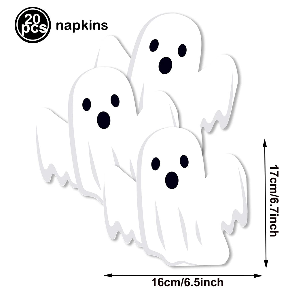 serviettes papier halloween motifs citrouille fantôme crâne main ensanglantée sorcière chauve souris cocktail