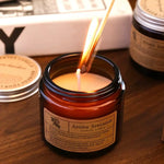 bougies parfumées cire soja marron clair étiquette blanche aromathérapie décoration maison cadeau événementNELLE luxE