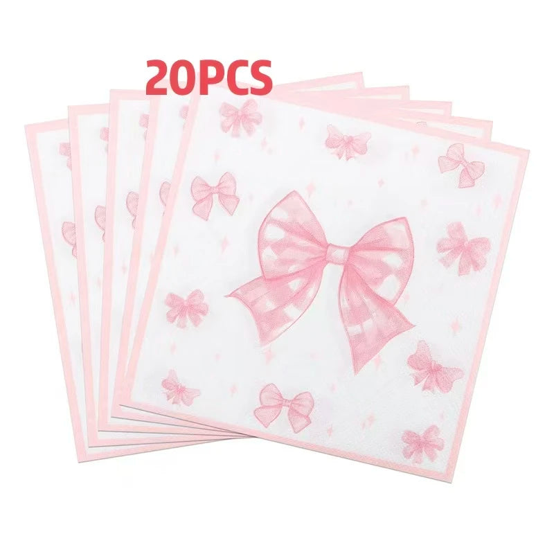 serviettes imprimées arc roses serviettes décoratives féminines blanc rose clair serviettes fête anniversaire jetables