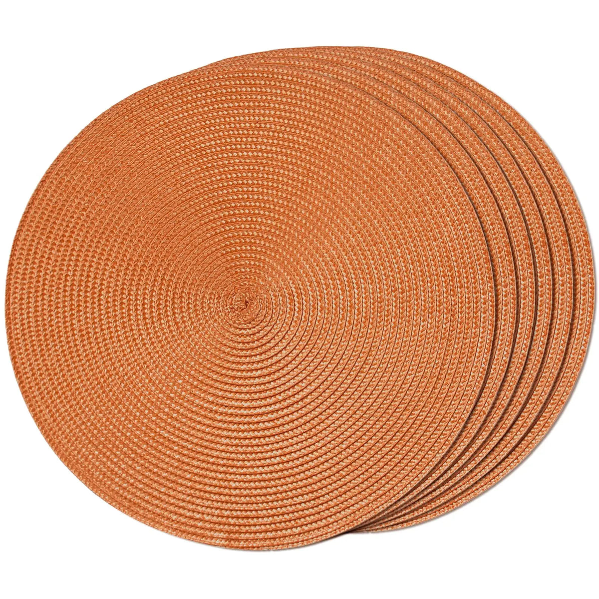 tapis table tissé orange moderne placemat assiettes fourchettes couteaux verres bougies poivrières citron tomate