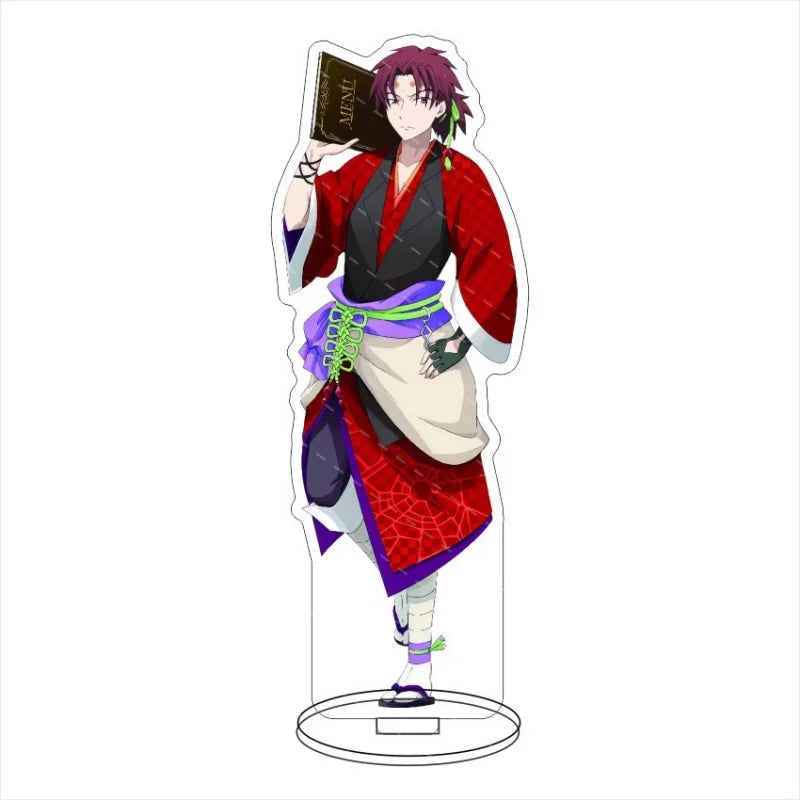 figurines anime acrylique bleu rose verte noire blanche motifs floraux base circulaire décoration collection