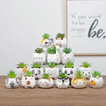cache pot cartoon visage animé blanc rose jaune noir succulente décoration table adultes unisexe