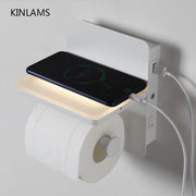 porte rouleau papier toilette éclairage led étagère intégrée moderne blanc minimaliste