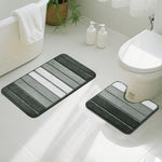 tapis bain ensemble deux pièces gris blanc noir rayé texture duveteuse moderne antidérapant respectueux