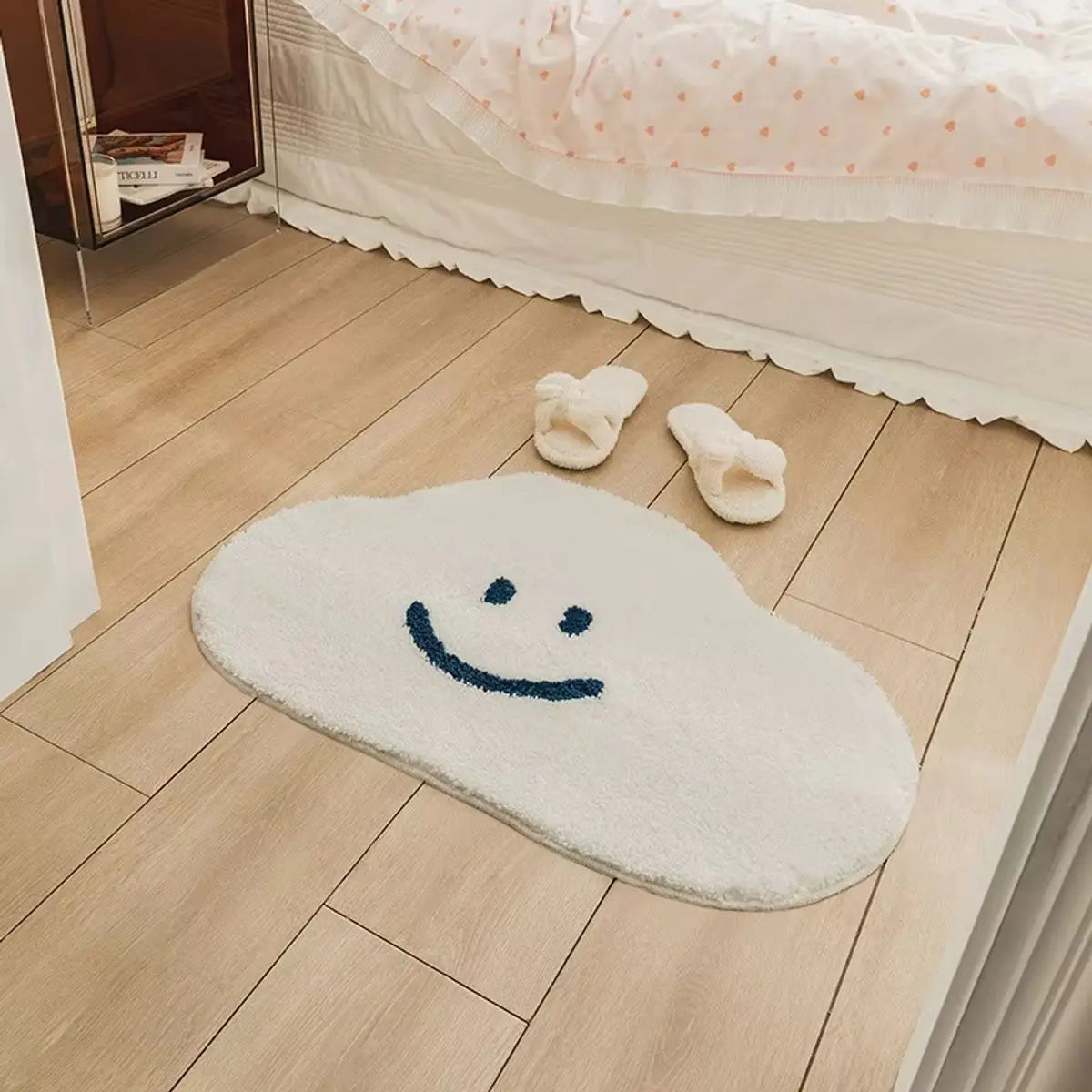 tapis sol enfantin décoratif motif soleil nuage citron blanc jaune bleu marron maison