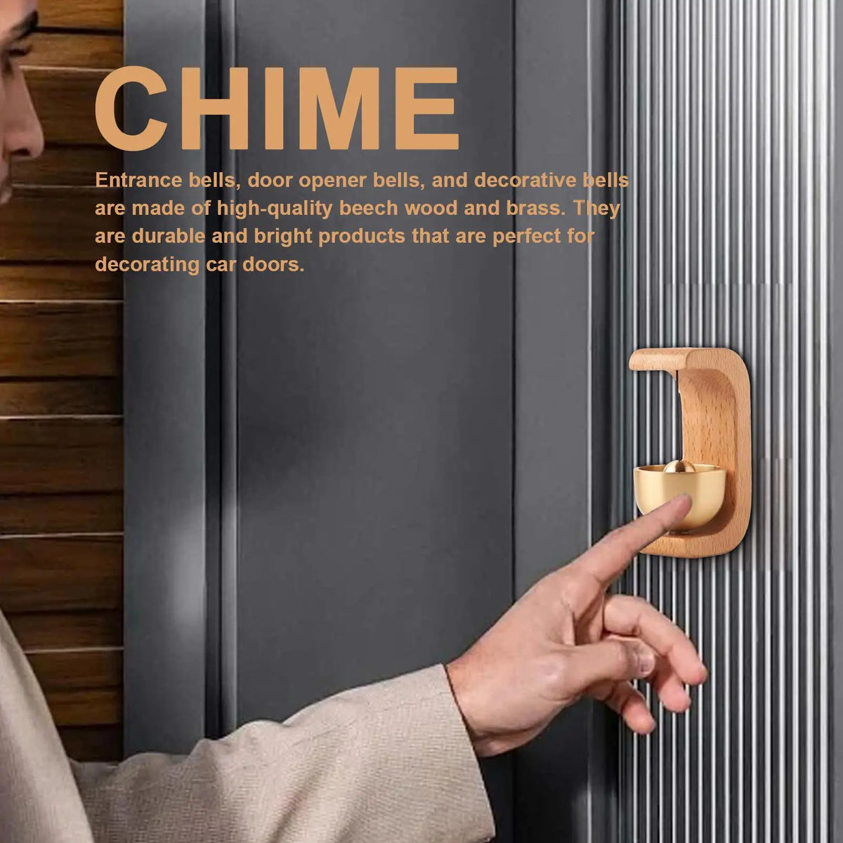 cloche porte bois naturel doré minimaliste adhésif murale support bois moderneintérieur zen