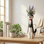 vase chien dessin animé polyester noir blanc moderne motifs floraux