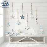 décorations murales marine poissons hippocampes étoiles mer phare cordelette blanc bleu beige gris deco
