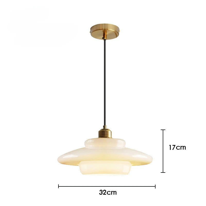 lampe suspendue minimaliste verre blanc opaque métal doré salon chambre