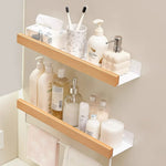 étagère murale bois moderne 50cm blanc rangement salle bain douche assaisonnement