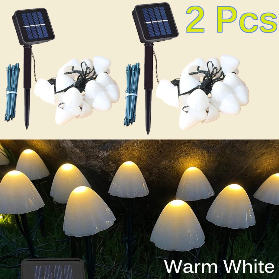 guirlande lumineuse solaire champignons multicolores moderne patio jardinextérieur decoration led spikes