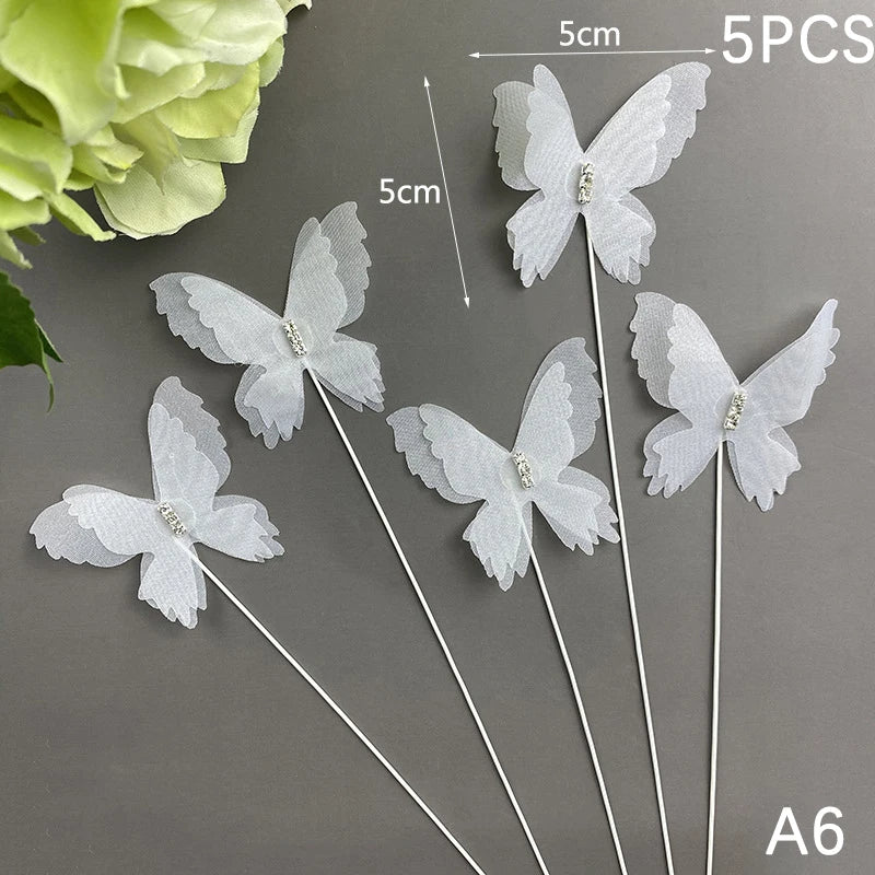 décoration gâteau papillon doré clips festif anniversaire transparent rose blanc