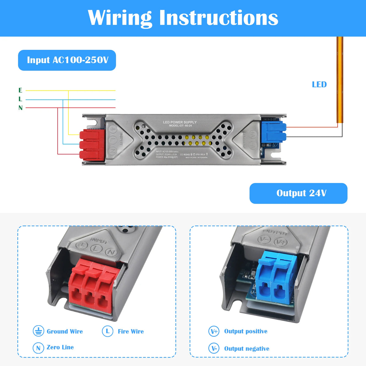 alimentation led 12v 24v 60w 100w 200w 300w 400w transformateur muet