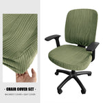 couvre chaise moderne vert olive rayures verticales polyester siège fauteuil chair decoration intérieure