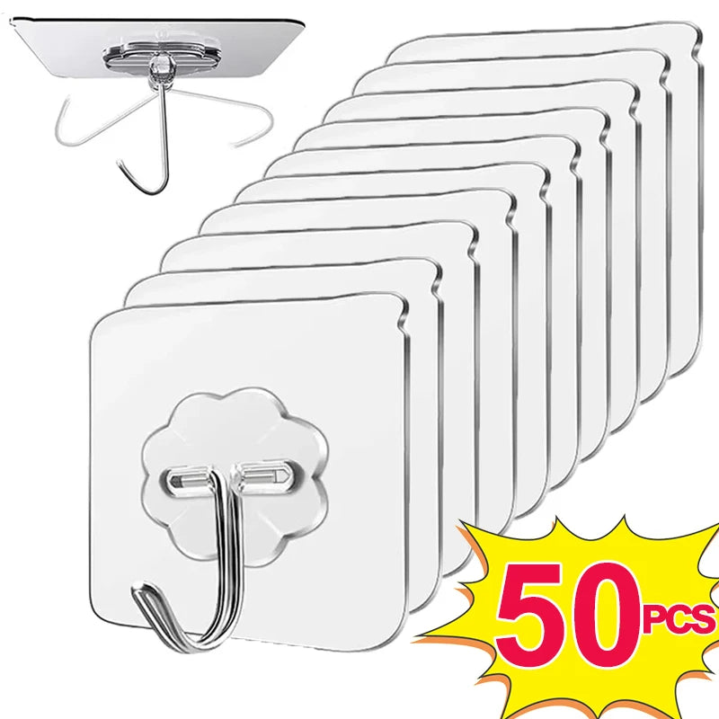crochets adhésifs transparents modernes mur porte support charge lourde cuisine salle bain douche serviettes