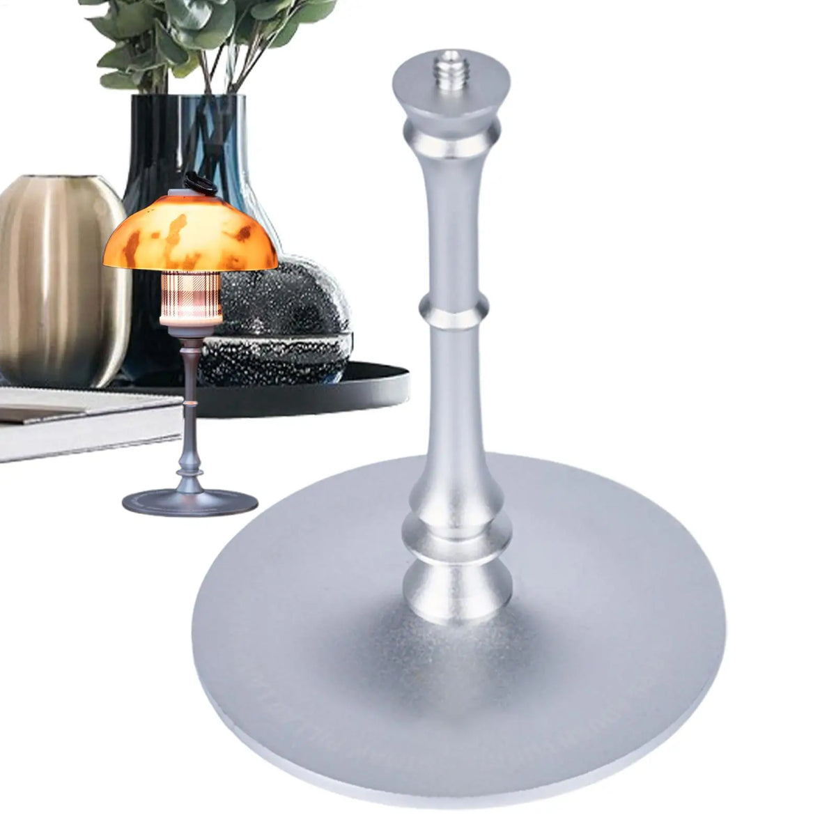 lampe table moderne argent noir abat jour vis fixation base solideextérieur