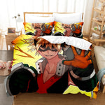 Chambre d'adolescent décorée avec la housse de couette My Hero Academia