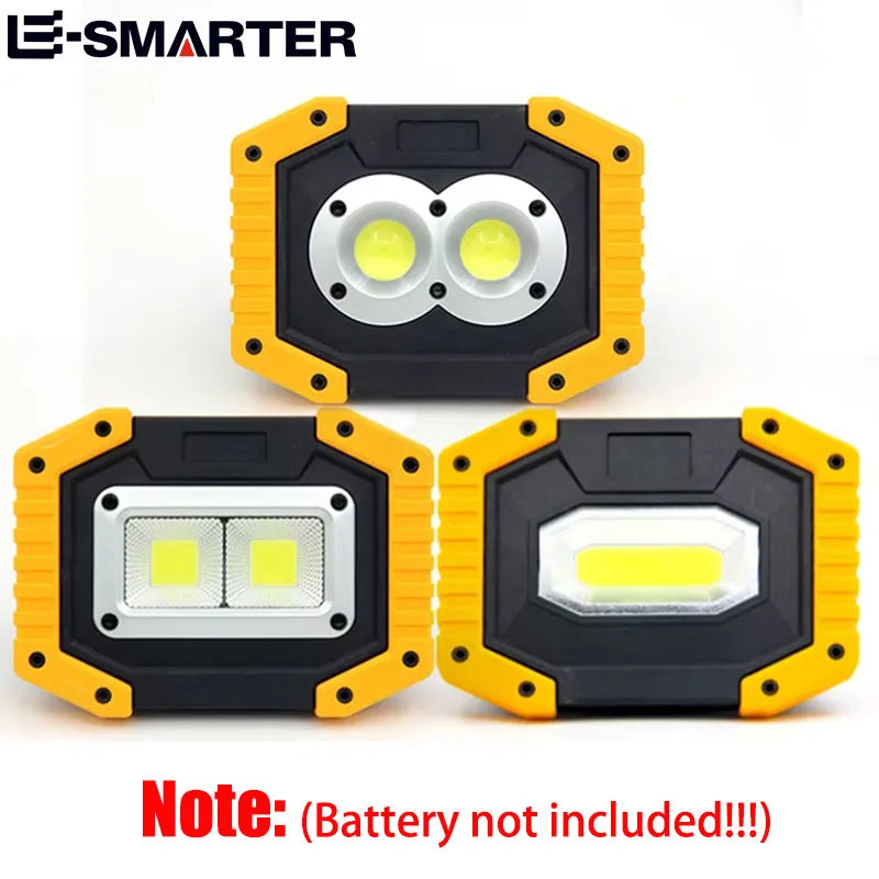 projecteur led multifonctionnel industriel jaune noir compartiment piles usb