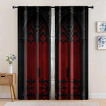 rideaux gothiques deux pièces porte métallique rouge noir tissu polyester extérieure intérieure