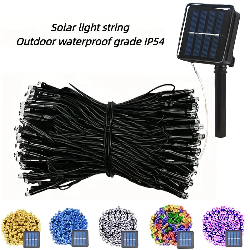 guirlande lumineuse solaire 300 led modes éclairage noël moderne multicolore