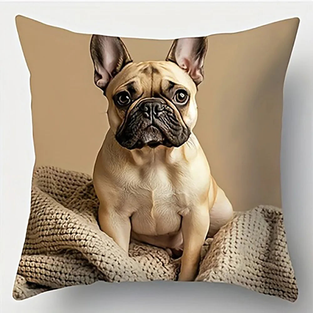 taies d'oreiller imprimées chien beige moderne taies d'oreiller décoratives polyester peachskin 45x45cm maison hospitalière