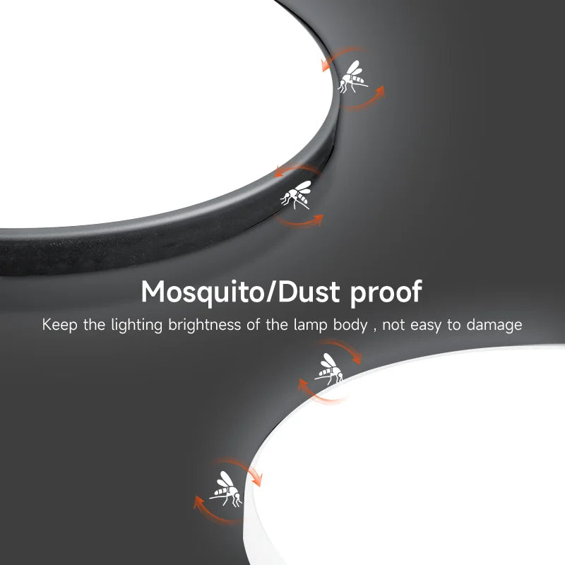 Détail du design rond et anti-poussière du plafonnier LED
