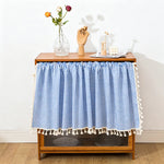 rideau décoratif gingham bleu vert rose rustique salon farmhouse vintage polyester