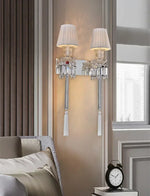 lampe murale cristal transparente abat jour blanc doré élégante classique fixée mur européen moderne