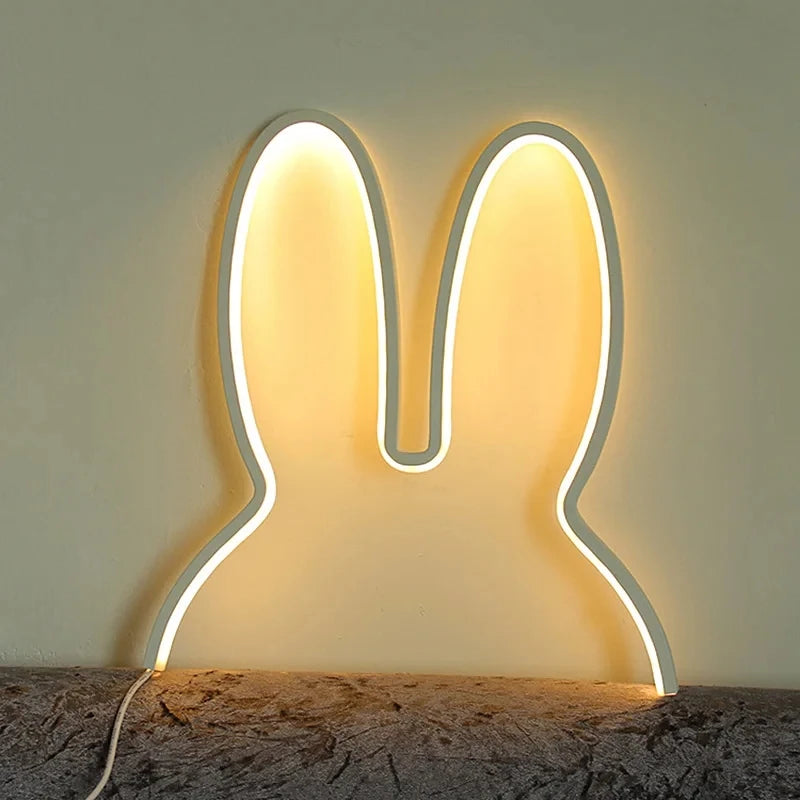 veilleuse led lapin moderne minimaliste câble interrupteur blanc chambre étude lumière nocturne deco chambre